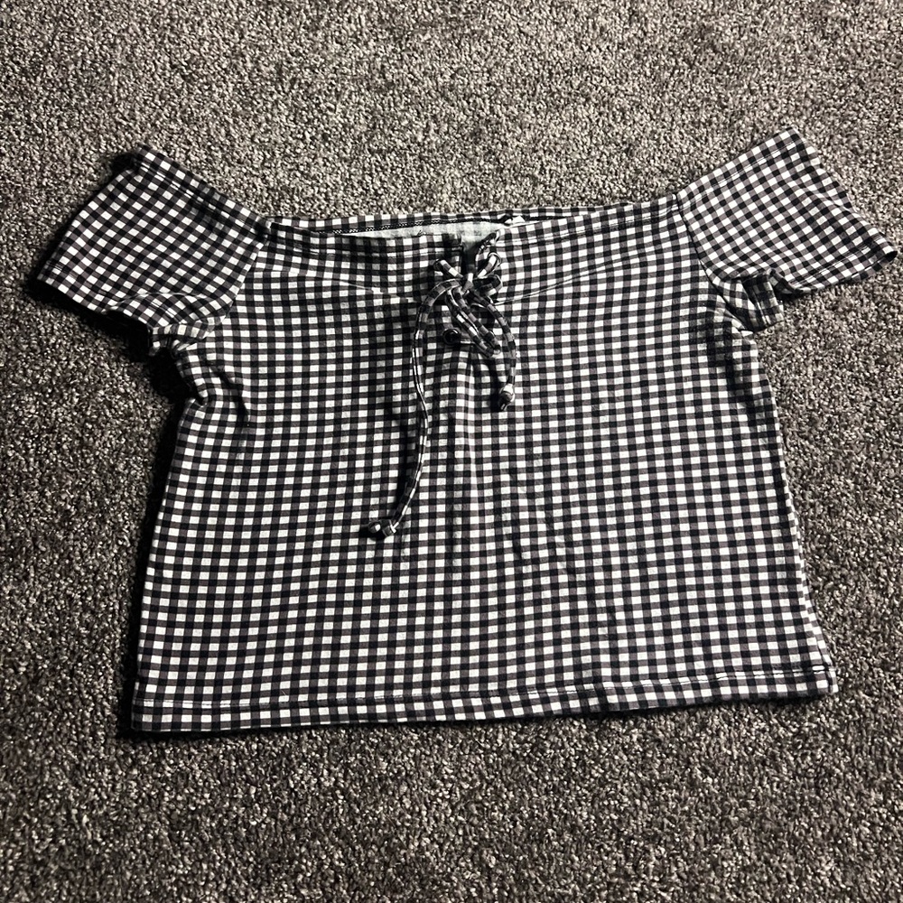 Me to We gingham print crop top
